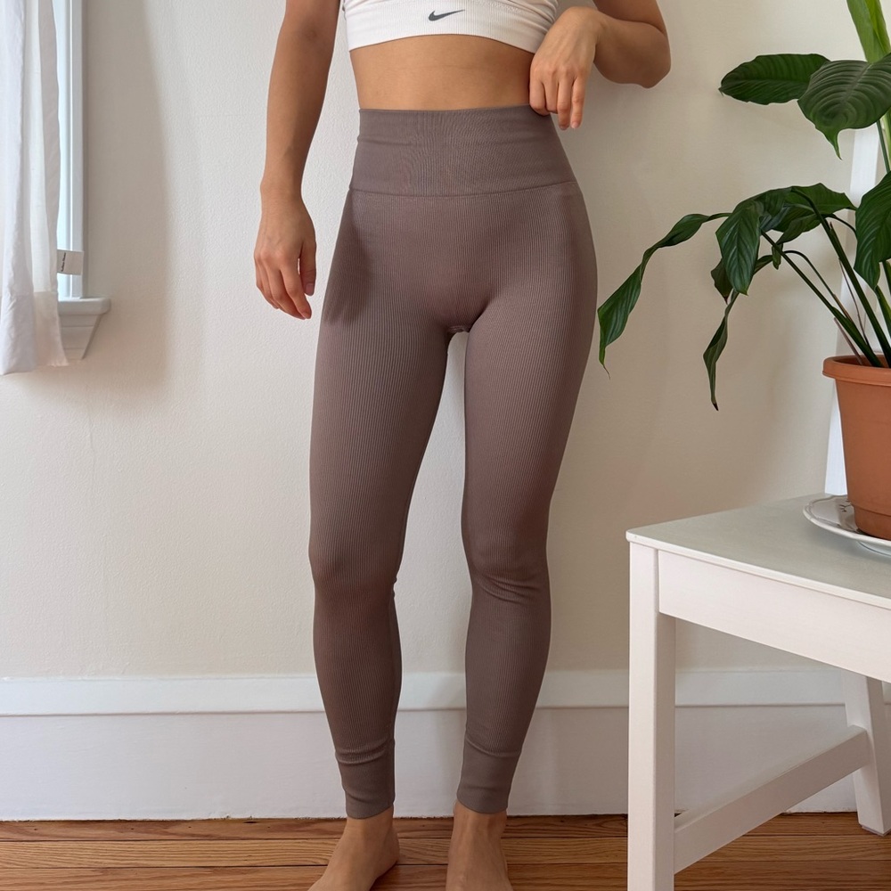Madewell Seamless Ankle Length Ribbed Brown Comfortable Leggings Size XXS/XS